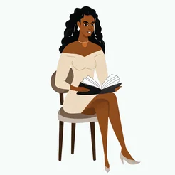Free book club clipart of a long hair woman reading